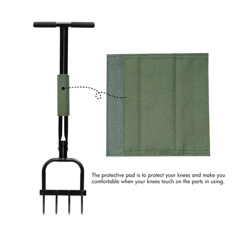 Pro Grade Spike Aeration Tool For Compacted Soils And Lawns With Heavy Duty Steel Frame, protective pad detail
