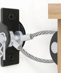 Heavy Duty Anti Tip Furniture Safety Straps For Baby Proofing And Wall Mirror Mounts Tough Built Earthquake Anchor Holders For Family Homes Four Pack No Drama Quick Install Hardware with steel cable and black bracket.