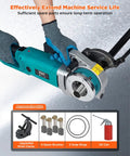 Upgraded 2300W Electric Pipe Threader With Pure Copper Motor And Aluminum Alloy Head shown with upgraded clamp, spare brushes, and oil can.