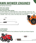 54 Piece Replacement Throttle Springs Assortment Kit For Honda Briggs And Stratton Small Engines And 2kW To 4kW Generators, product parts displayed with a small engine and lawn mower.