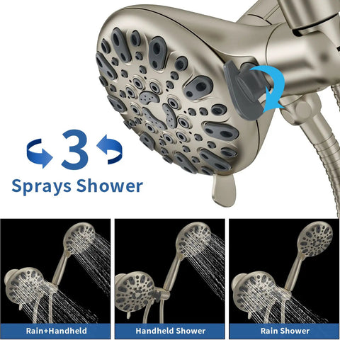 3 spray settings on handheld shower head for Matte Black Shower Faucet Set With Tub Spout And Handheld Shower Head Valve Included