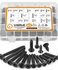Ultimate Black Oxide 304 Stainless Steel Wood Screws Set With Pan Head And Flat Head Phillips Drive Assortment Kit