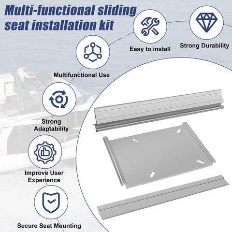 Tilt-N-Slide Boat Seat Pedestal Base With 15-Inch Rails, heavy-duty aluminum bench seat plate shown in multi-functional use.