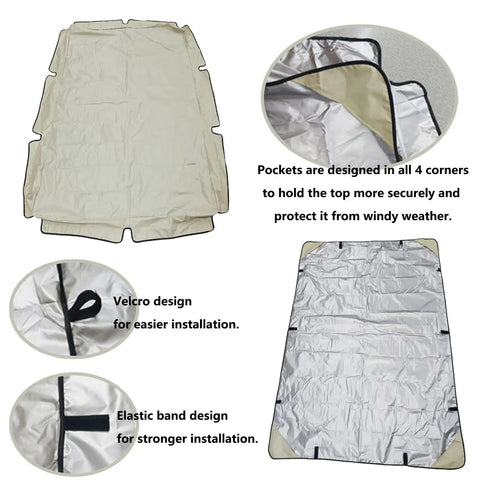 Replacement Navy Blue Swing Canopy for 2/3 Seater Outdoor Patio Swing Chair Waterproof Top Cover 65x45x5.9 Inches with corner pockets, velcro and elastic bands.