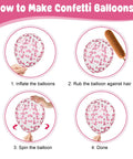 How to make confetti balloons using kit from Pink Bow Balloons Kit Includes 30 Pieces Of 12 Inch Balloons In Hot Pink Rose Dots And Confetti Styles Plus Two Big Foil Bow Balloons And White Ribbon For Girls Birthday Party Baby Shower Wedding Decor