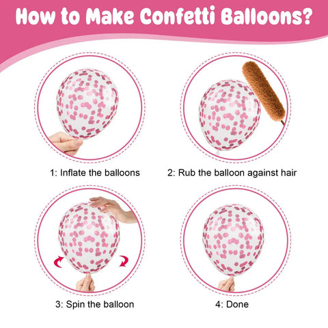 How to make confetti balloons using kit from Pink Bow Balloons Kit Includes 30 Pieces Of 12 Inch Balloons In Hot Pink Rose Dots And Confetti Styles Plus Two Big Foil Bow Balloons And White Ribbon For Girls Birthday Party Baby Shower Wedding Decor