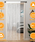Beaded Curtain For Doorways With Crystal Beads 39 By 79 Inches White Room Divider Curtain For Bedroom Closet Doorway Decor Boho Style Home Interior Lightweight Easy Hang Great For Boho Chic Home Decor Room Dividers And Closet Doors installed on doorway with feature icons