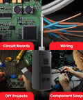 On The Go Pocket Sized Soldering Iron Pen With Built In USB C Cable And Adjustable 1.5V To 4.2V Voltage displayed with electronics