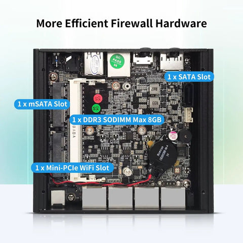Interior view of Badass Little Firewall Rig With Four 2.5GbE Ports For Rock Solid OPNsense Routing And Serious Network Security Mini Pc J3710.