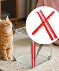 Rock Solid Clear Acrylic Piano Hinges 4 Pack Heavy Duty Continuous Door Strips on glass cabinet with cat looking.