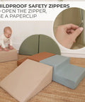 Toddler Tested Indoor Play Arena Featuring Super Soft Foam Climb Blocks with a child climbing on soft play shapes.
