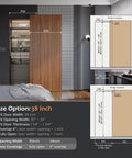 38 Inch Concealed Sliding Barn Door Hardware With Soft Close System Aluminum Track Invisible Floor Track Fits Minimum Opening Width 28 Inches Wall Mount Kit Door Not Included in interior setting