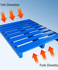 Rock Solid Heavy Duty Steel Forklift Pallets With Grid Platform showing fork direction for easy handling in warehouses.