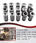 15Pcs 5C Collet Set From One Eighth Inch To One Inch For CNC Milling And Engraving Machines, collets with size markings