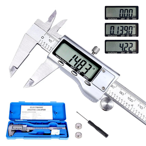 Pro Grade Digital Caliper With Stainless Steel Build, Large LCD Screen, IP54 Splash Proof, Auto Off, 6 Inch 150mm Vernier Micrometer