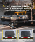 No Drill Light Bar Cab Mount With Magnetic And Bolt Mounting installed on Ford truck roof with strobe light and extra antenna hole