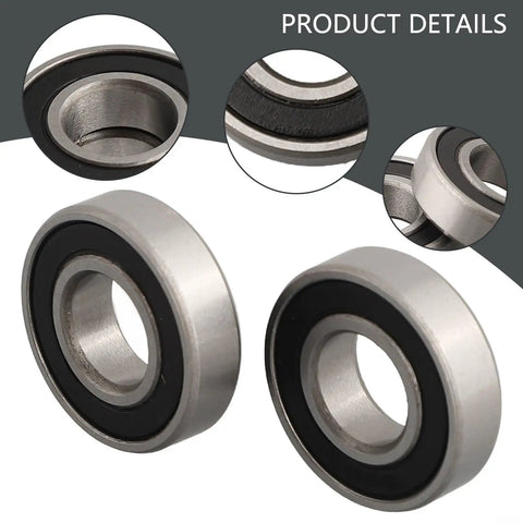 Thin Section 10x22x6mm Sealed Deep Groove Ball Bearing Set For Cycling Hub Front Replacement Parts Lightweight Stainless Steel Bearings For Bike Repair Kits 6900-2RS Style Fit Durable And Easy To Install. Close-up of 2 sealed 10x22x6mm stainless steel bike bearings