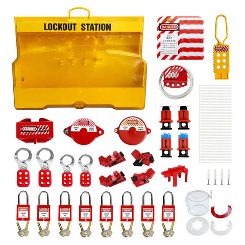 Heavy Duty Lockout Tagout Station Kit 102 Pack Electrical Safety Lockout Padlocks Hasps Valve Gear with Polypropylene Station