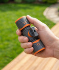 Totally Awesome Toddmomy Garden Hose Quick Connectors For 3/4 Inch Pipe, Effortless Male And Female Fitting No More Threading Hassle While Washing The Car Or Watering Plants In Style Today. gray PVC hose quick connector in hand, 3/4 inch