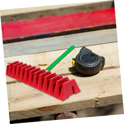 12 Piece Modular Wrench Organizer Tray For Workbenches Garages And DIY Projects Durable Plastic Tool Holder in red with tape measure