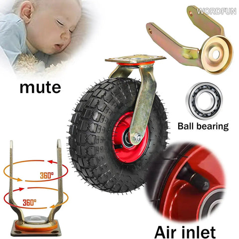 Heavy Duty Caster Wheels With Top Plate Swivel For Carts And Workbenches, showing rubber tread and ball bearing details