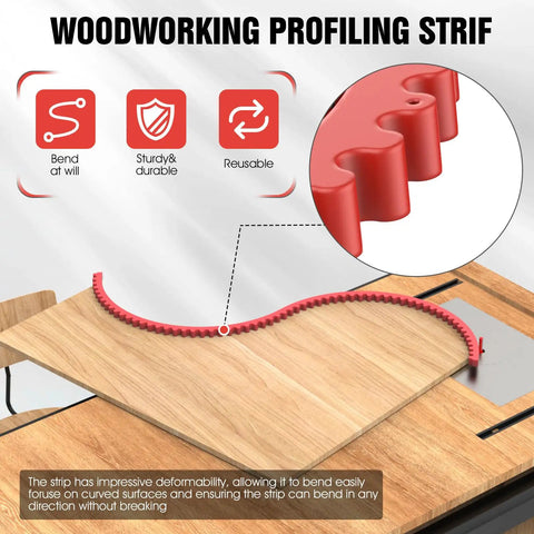 Flexible Router Template 78 Inch Plastic Edge Guide Kit on a wooden surface with curved profile detail visible.