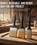 9 Pack Flat Paint Brush Set For Walls And DIY Projects 2 Inch 3 Inch 4 Inch Brushes With Soft Rayon Bristles On a Wooden Table