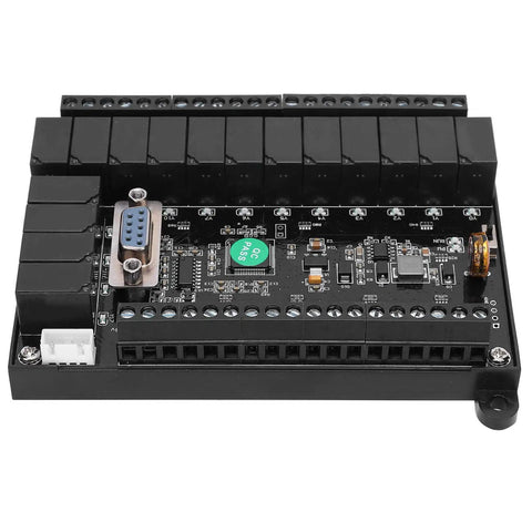Compact PLC Control Board Programmable Controller Relay Delay Module For Industrial Automation, black circuit board, connectors visible