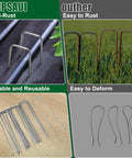 Comparison of 12 Inch Galvanized Landscape Staples Stakes For Weed Barrier Fabric And Garden Projects with rusted and bent alternatives