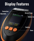 Wireless Barcode Scanner With Screen Pro Version 1D 2D QR Handheld Reader display showing buttons for time, scans, and battery level