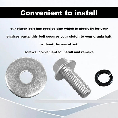 Badass 3/4 Inch Go Kart Clutch Bolt Kit With Lock Washers For Predator Engines Rust Resistant Stainless Steel Fasteners For Minibikes And 10 12 Tooth Clutches Two Pack showing bolt, washer, and lock washer.