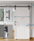 Smooth Sliding Barn Door Hardware Kit 40X84 Inch Rustic Wood Panel Room Divider dimensions and installation details with measurements.