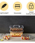 Airtight Food Storage Container With Lid 13.5oz - Leak-Proof Baby Food Box, BPA-Free, stackable design, transparent, filled with food.