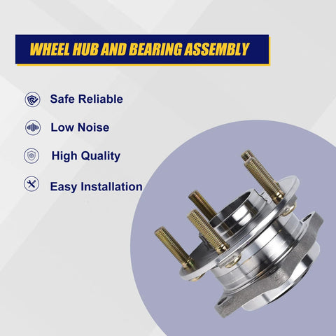 Two Piece Front And Rear Wheel Bearing And Hub Assembly 513266 For Hyundai Santa Fe Veracruz And Kia Sorento 2007 2018 2011 2015 With 5 Lug Bolts Without ABS, shown with highlighted features.