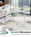 Go To Mobile Rolling Laptop Desk With Two Lockable Wheels Height Adjustable Sit Stand Computer Workstation in white
