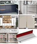 12 Pack Self Adhesive Drawer Pulls 3.15 Inch Silver Finger Edge Cabinet Handles shown on kitchen, bathroom, wardrobe, and more