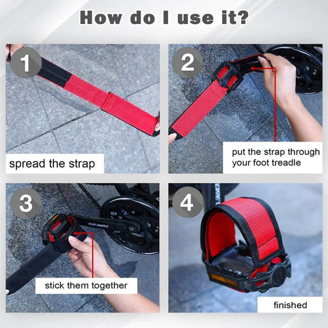 4 Piece Bike Pedal Straps With Adjustable Toe Clips For Fixed Gear Road BMX And MTB Bikes Anti Slip Nylon Straps installation guide.