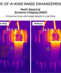 Comparison of thermal images with and without MSX detail using C5 Compact Thermal Imaging Camera With WiFi, High Resolution Infrared Imager For Quick Checks, Electrical And Mechanical Work, Building And HVAC Troubleshooting, MSX Detail Boost, -20 To 400 C.