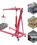 Heavy Duty Two Ton Hydraulic Engine Hoist With Smart Leveler And Folding Cherry Picker Shop Crane Lift Built Like A Tank for lifting engines.