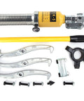 Heavy Duty 5 Ton Hydraulic Gear Puller And Bearing Separator Tool Kit With Three Jaw Setup For Garage Hub And Gear Removal Using 200 Mm 140 Mm Height And 50 Mm Pump Stroke Capacity For Tough Jobs In Home Or Local Garage Shops Now, with 200mm jaws and pump handle