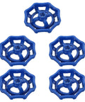 Outdoor Faucet Handle Replacement Kit 5 Pack Blue Iron Valve Handwheels 2.3 Inch Size Fits Garden Hose Water Pipe and Faucet