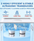 Top Tier Three Liter Ultrasonic Cleaner With Quick Heat Mode And Digital Timer, Straight Up 40 Khz Deep Wash scrubbing jewelry and eyewear in water.