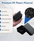 Rectangular Tubing End Caps Four Pack for 2 By 4 Inch Tubes Plastic Black End Plugs, image of hand holding end cap with durability features