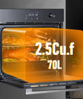 Built-In 24-Inch Electric Wall Oven With 2.5 Cu Ft Convection, 8 Cooking Modes, 500 F Max with open door showing interior size