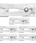 Six Piece Heavy Duty Stainless Steel Sectional Couch Connectors Featuring Grippy Double Tooth Brackets To Lock Down Modular Sofas And Keep Your Setup Solid shown stacked