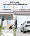 Hardwired Outdoor Security Cam PoE Dome With 5MP HD Night Vision, Smart Human Vehicle Animal Detection, Model RLC-520A installed above garage