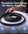 No Sweat Heavy Duty Edge Protector For Baby Proofing Main Home With Grip Tight 3M Tape And Waterproof Non Toxic Foam Padding For Sharp Furniture Corners Rugged Toddler Safe Wall Edge Wrap In Rich Black, 12 ft roll with strong adhesive.