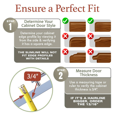 Instructions for fitting Slimline Cabinet Edge Protector Pack of 4 for Cabinets, Shelves, and Drawers, 3/4 inch thick.