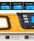 Close-up of 24 Inch Digital Level 0 To 180 Degrees With Large LCD Readout And Audible Alerts, Water Dust And Shock Resistant.