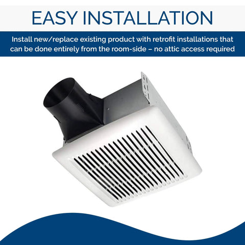 InVent Series Ceiling Mount Bathroom Exhaust Fan 80 CFM 0.8 Sones ENERGY STAR Certified shown in easy installation